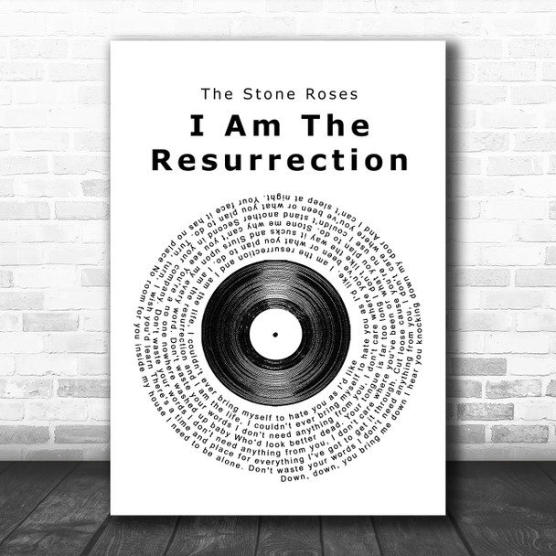 The Stone Roses I Am The Resurrection Vinyl Record Song Lyric Poster Print