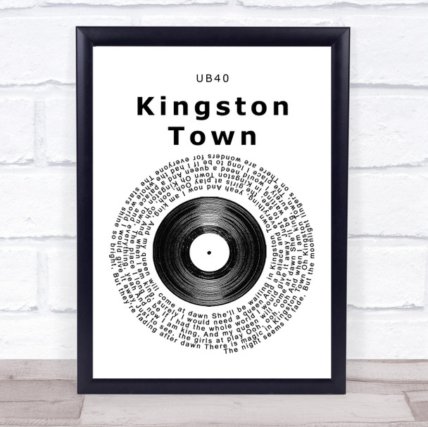 UB40 Kingston Town Vinyl Record Song Lyric Poster Print