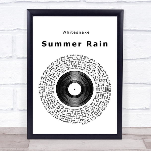 Whitesnake Summer Rain Vinyl Record Song Lyric Poster Print