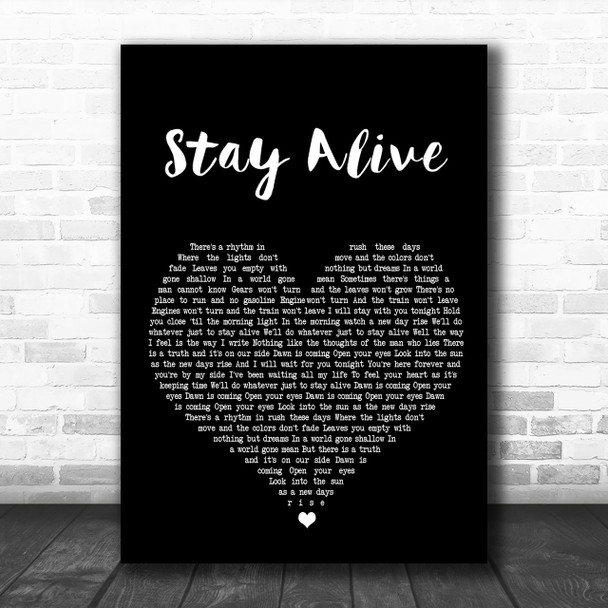 José González Stay Alive Black Heart Song Lyric Music Wall Art Print