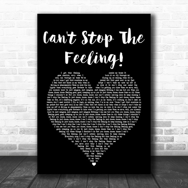Justin Timberlake Can't Stop The Feeling! Black Heart Song Lyric Music Wall Art Print