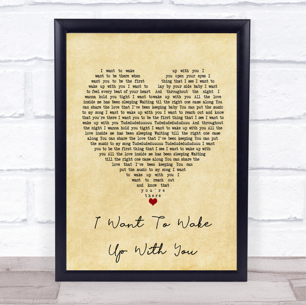 Boris Gardiner I Want To Wake With You Vintage Heart Song Lyric Poster Print