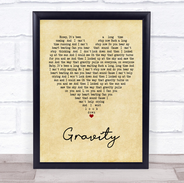 Embrace Gravity Vintage Heart Song Lyric Poster Print