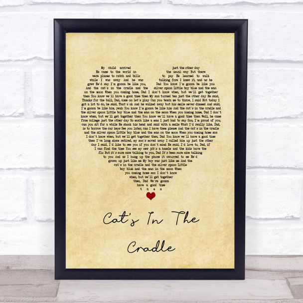 Harry Chapin Cat's In The Cradle Vintage Heart Song Lyric Poster Print