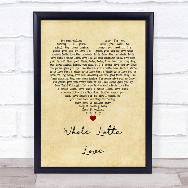 Led Zeppelin Whole Lotta Love Vintage Heart Song Lyric Poster Print