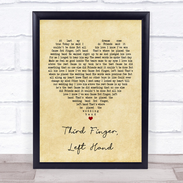 Martha Reeves and The Vandellas Third Finger, Left Hand Vintage Heart Song Lyric Poster Print