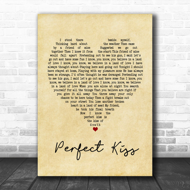 New Order Perfect Kiss Vintage Heart Song Lyric Poster Print