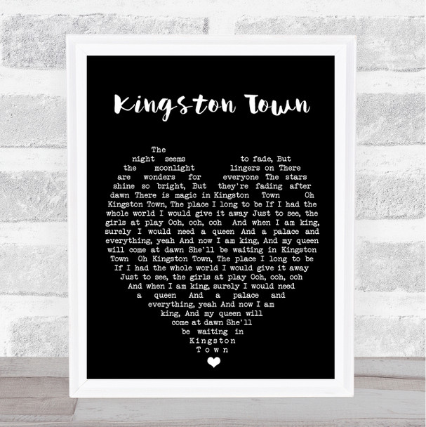 Kingston Town UB40 Black Heart Song Lyric Music Wall Art Print