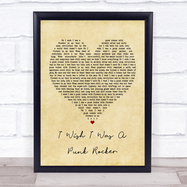 Sandi Thom I Wish I Was A Punk Rocker Vintage Heart Song Lyric Poster Print