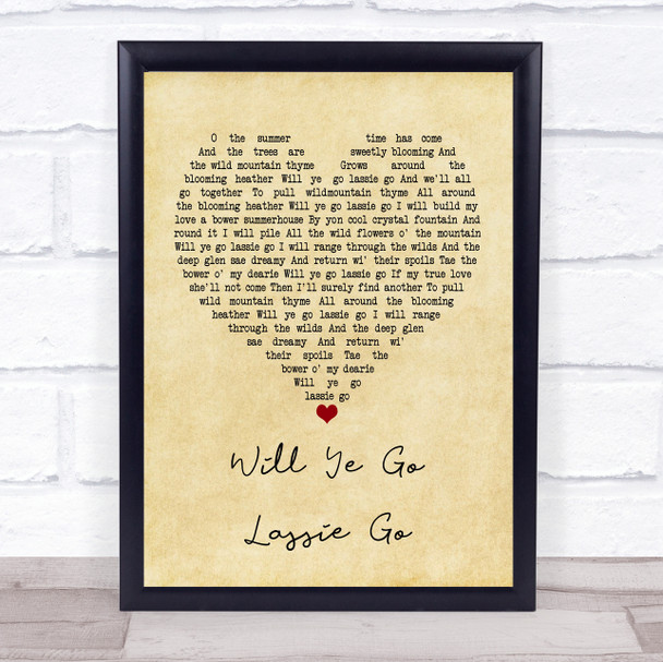 The Corries Will Ye Go Lassie Go Vintage Heart Song Lyric Poster Print