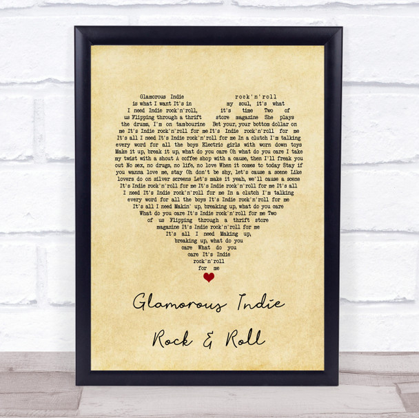 The Killers Glamorous Indie Rock & Roll Vintage Heart Song Lyric Poster Print