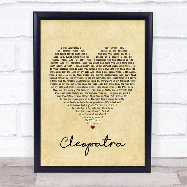 The Lumineers Cleopatra Vintage Heart Song Lyric Poster Print