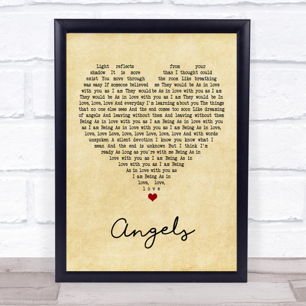 The xx Angels Vintage Heart Song Lyric Poster Print