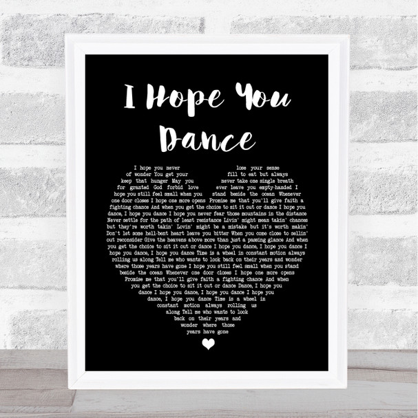 Lee Ann Womack I Hope You Dance Black Heart Song Lyric Music Wall Art Print