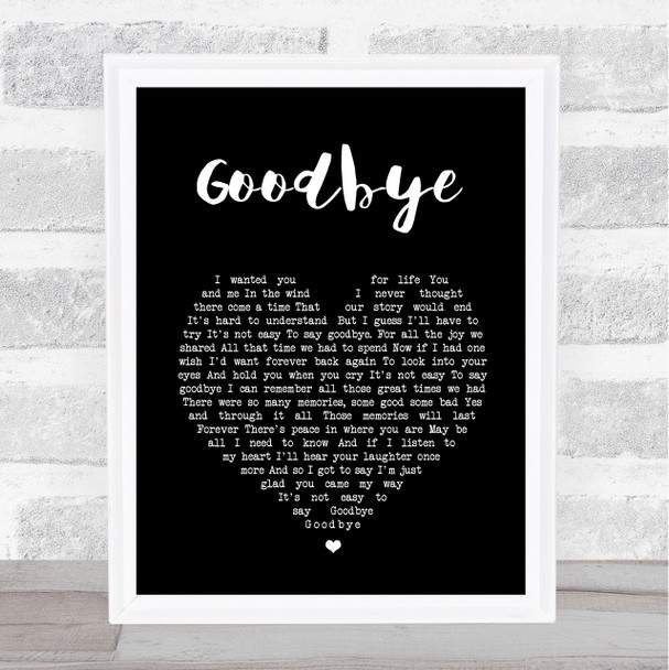 Lionel Richie Goodbye Black Heart Song Lyric Music Wall Art Print