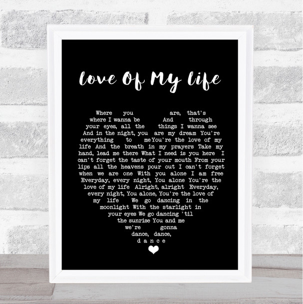 Love Of My Life Santana Black Heart Song Lyric Music Wall Art Print