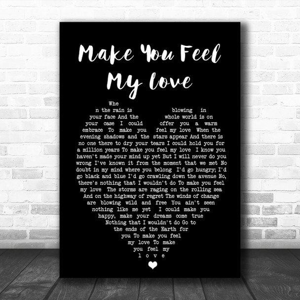 Make You Feel My Love Adele Black Heart Song Lyric Music Wall Art Print