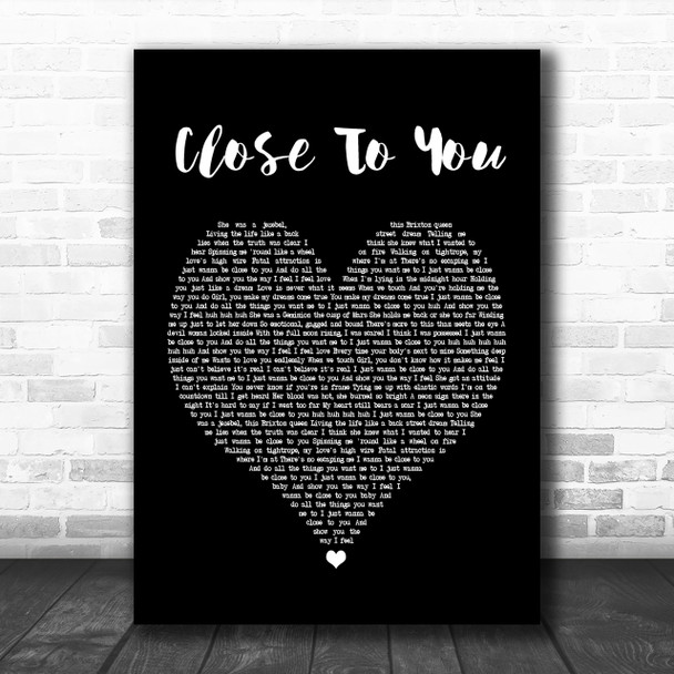 Maxi Priest Close To You Black Heart Song Lyric Music Wall Art Print