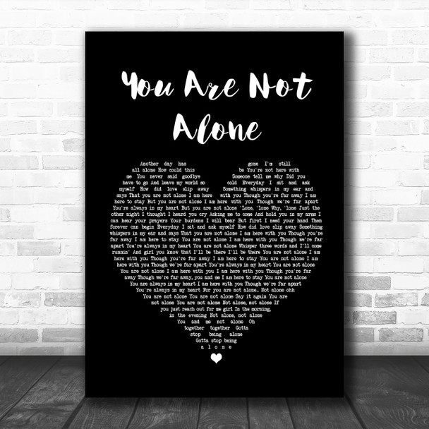 Michael Jackson You Are Not Alone Black Heart Song Lyric Music Wall Art Print