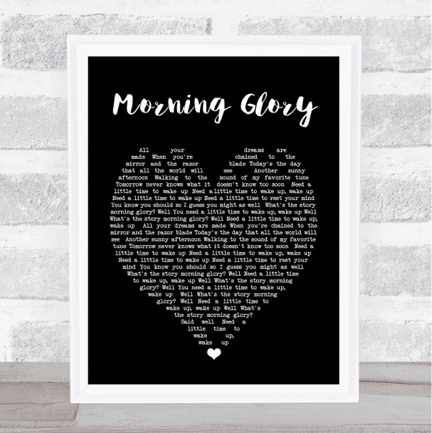 Morning Glory Oasis Black Heart Song Lyric Music Wall Art Print