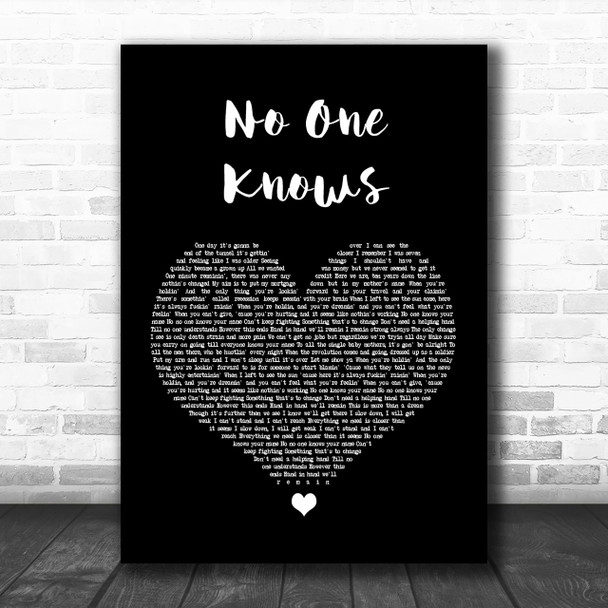 N-Dubz No One Knows Black Heart Song Lyric Music Wall Art Print