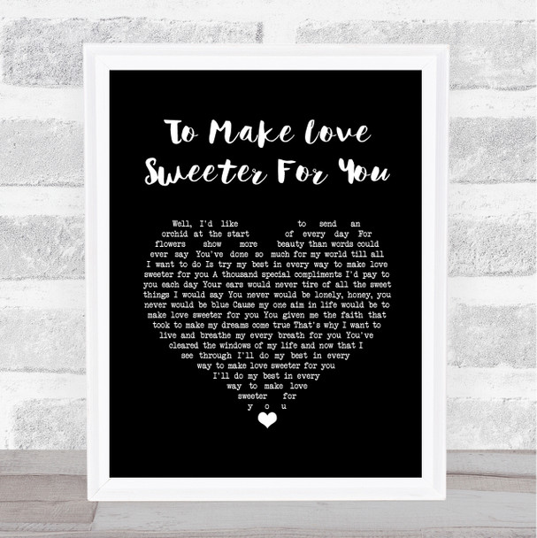 Jerry Lee Lewis To Make Love Sweeter For You Black Heart Song Lyric Music Poster Print