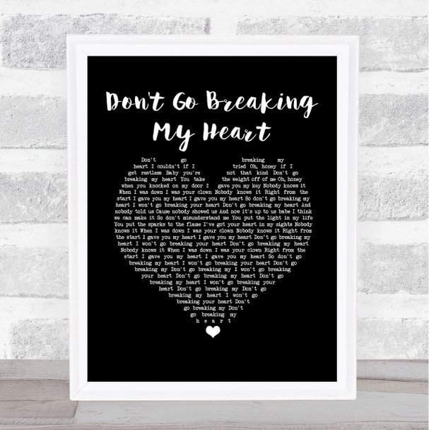 Elton John Don't Go Breaking My Heart Black Heart Song Lyric Music Poster Print