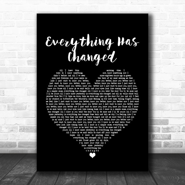 Taylor Swift ft. Ed Sheeran Everything Has Changed Black Heart Song Lyric Music Poster Print
