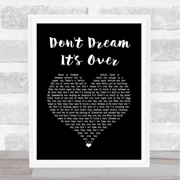 Crowded House Don't Dream It's Over Black Heart Song Lyric Music Poster Print