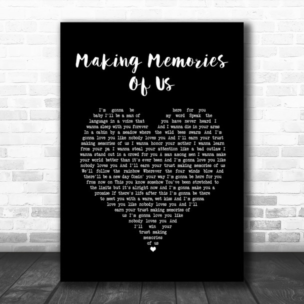 Keith Urban Making Memories Of Us Black Heart Song Lyric Music Poster Print