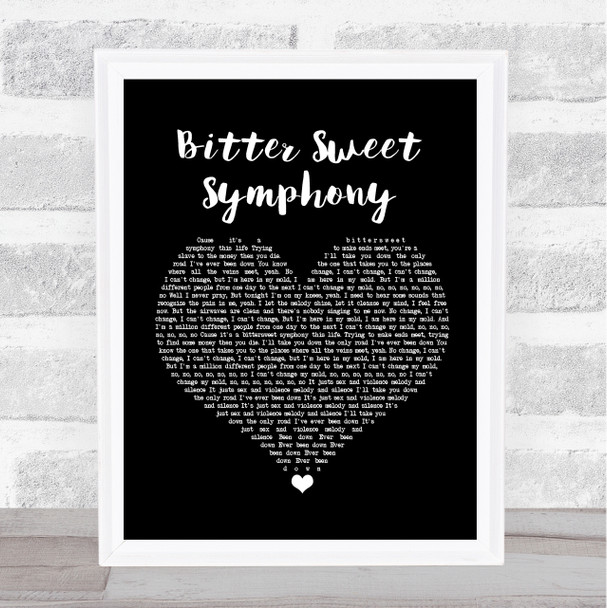 The Verve Bitter Sweet Symphony Black Heart Song Lyric Music Poster Print