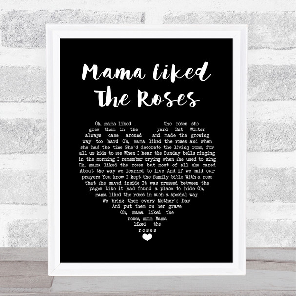 Elvis Presley Mama Liked The Roses Black Heart Song Lyric Music Poster Print