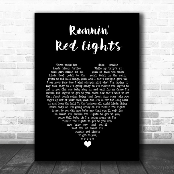 The Cadillac Three Runnin' Red Lights Black Heart Song Lyric Music Poster Print