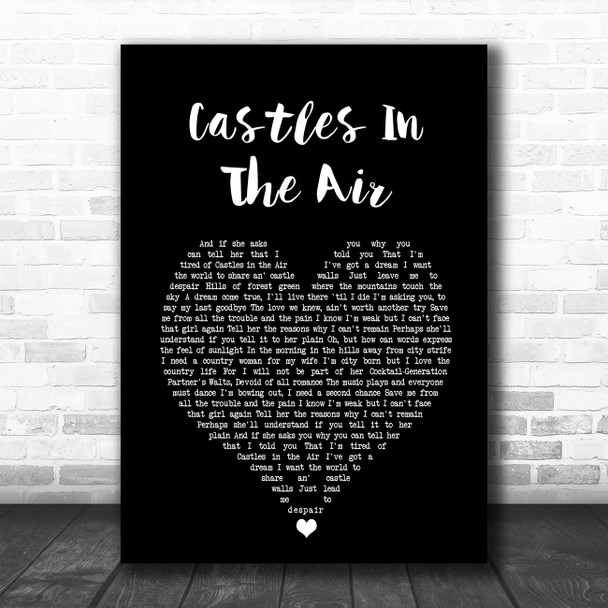 Don McLean Castles In The Air Black Heart Song Lyric Music Poster Print