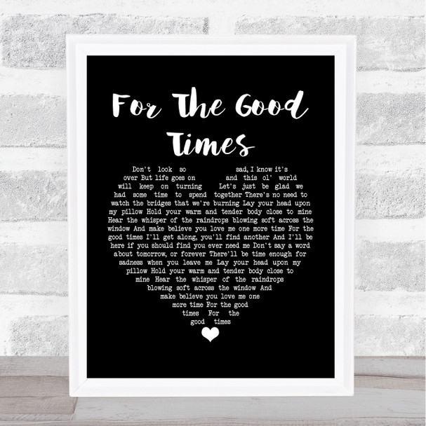 Perry Como For The Good Times Black Heart Song Lyric Music Poster Print