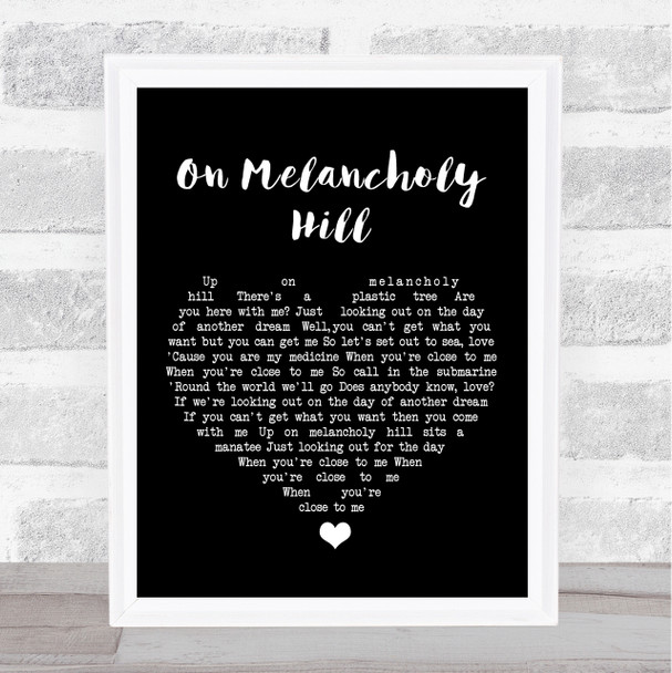 Gorillaz On Melancholy Hill Black Heart Song Lyric Music Poster Print