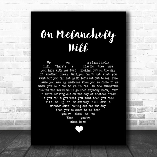 Gorillaz On Melancholy Hill Black Heart Song Lyric Music Poster Print