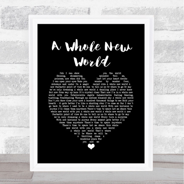 Peabo Bryson & Regina Belle A Whole New World Black Heart Song Lyric Music Poster Print