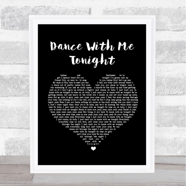 Olly Murs Dance With Me Tonight Black Heart Song Lyric Music Wall Art Print