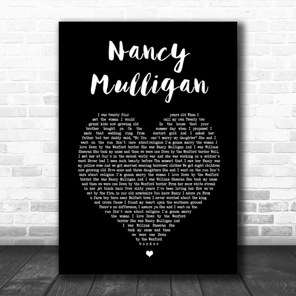 Ed Sheeran Nancy Mulligan Black Heart Song Lyric Music Poster Print