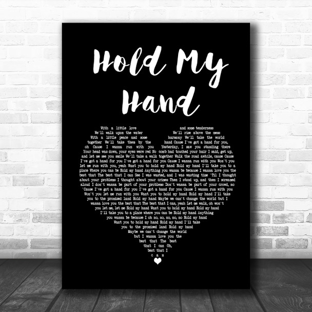 Hootie & the Blowfish Hold My Hand Black Heart Song Lyric Music Poster Print