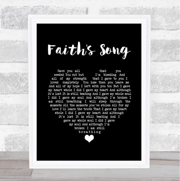 Amy Wadge Faith's Song Black Heart Song Lyric Music Poster Print