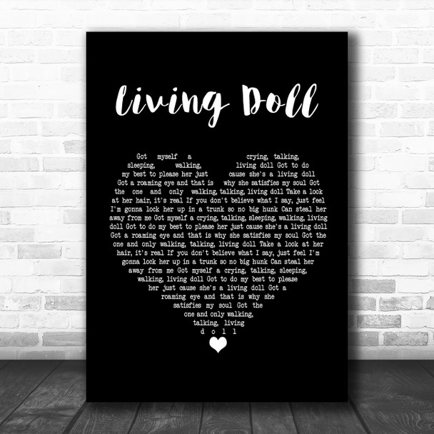 Cliff Richard and The Drifters Living Doll Black Heart Song Lyric Music Poster Print