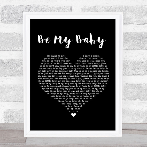 The Ronettes Be My Baby Black Heart Song Lyric Music Poster Print