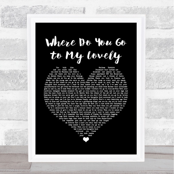 Peter Sarstedt Where Do You Go to My Lovely Black Heart Song Lyric Music Wall Art Print