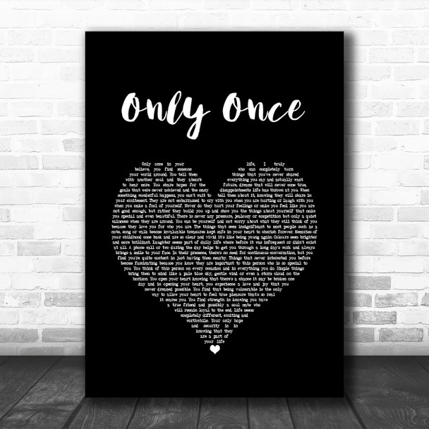 Bob Marley Only Once Black Heart Song Lyric Music Poster Print