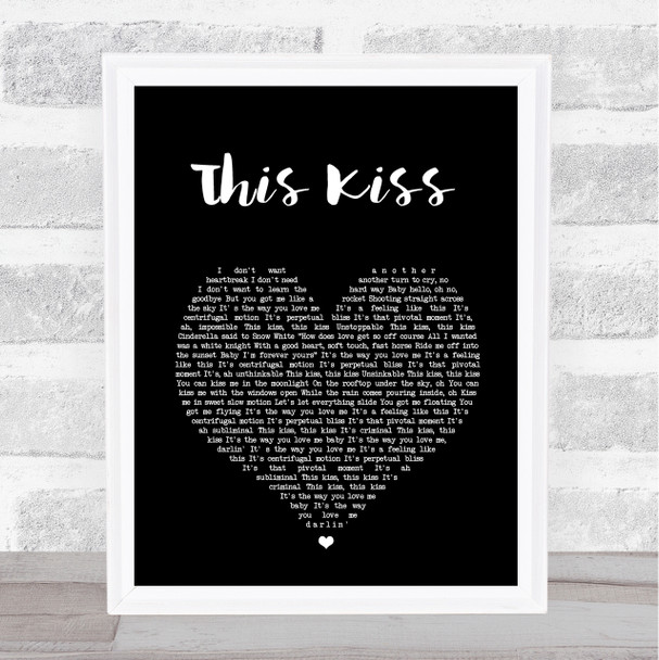 Faith Hill This Kiss Black Heart Song Lyric Music Poster Print