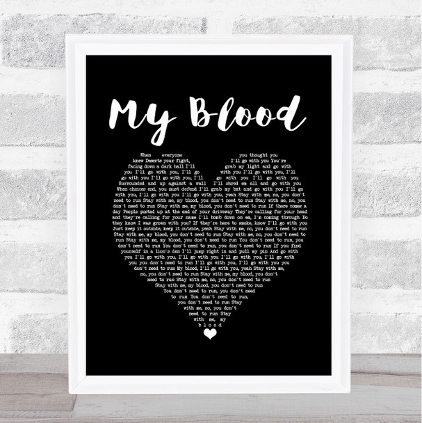 Twenty One Pilots My Blood Black Heart Song Lyric Music Poster Print