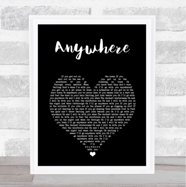 Passenger Anywhere Black Heart Song Lyric Music Poster Print