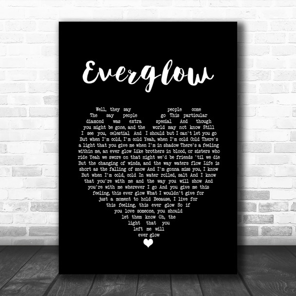 Coldplay Everglow Black Heart Song Lyric Music Poster Print